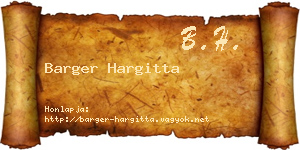 Barger Hargitta névjegykártya